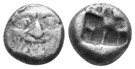 Mysia, Parion. 5th century BC. AR Drachm Facing gorgoneion with protruding tongue / Linear pattern within incuse square. AR 3,16g.