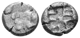 Mysia, Parion. 5th century BC. AR Drachm Facing gorgoneion with protruding tongue / Linear pattern within incuse square. AR 3,01g.