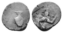 Pamphylia, Aspendos. AR Obol Circa 465-430 BC. Amphora / Triskeles, within incuse square. AR 0,75g.