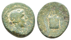 Phrygia, Laodicea ad Lycum. Pseudo-Autonomous. Time of Tiberius, 14-37 AD. AE Pythes Pythou, magistrate. ΛΑΟΔΙΚΕΩΝ, laureate bust of Apollo right, lyr...