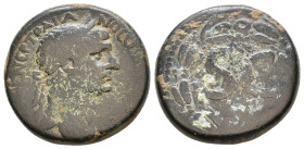 Syria, Seleucis and Pieria, Antioch. Trajan 98-117 AD. AE AYTOKP KAIC NEP TRAIANOC CEB ΓEPM ΔAK. Laureate head right / S C, all within laurel wreath. ...