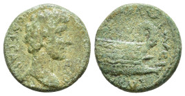 Thrace, Coela. Marcus Aurelius 161-180 AD. AE Laureate, draped and cuirassed bust right. / Prow to right. RPC IV.1 online 5013 (temporary). AE 3,29g.