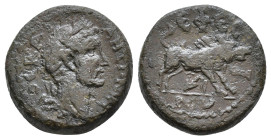 Ionia, Ephesus, Antoninus Pius. 138-161 AD. AE Obv: ΚΑΙ ΑΝΤΩΝƐΙΝΟϹ. Laureate head of Antoninus Pius, right. Rev: ƐΦƐϹΙΩΝ. Boar running, right; pierced...
