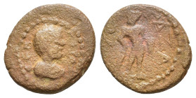 Cilicia. Anazarbos. Geta 198-211 AD. CEB GETA(C)? bare-headed, draped and cuirassed bust right / Hercules standing holding club. Not found in standard...