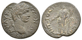 Pisidia, Antiochia, Caracalla. 198-217 AD. AE Obv: IMP C M AVR ANTONI AV. Laureate head of Caracalla, right. Rev: ANTIOCH GENI COL CAE. Tyche standing...