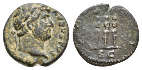 Hadrian. 117-138 AD. AE quadrans Rome, Circa AD. 124-128. HADRIANVS AVGVSTVS P P, laureate head of Hadrian right / COS III, S C across field, legionar...