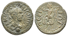 Pamphylia, Perge, Philip II. 247-249A AD. AE Obv: AV K M IOV CEOV ΦIΛIΠΠOC CE. Laureate, draped and cuirassed bust right; below, globe. Rev: ΠΕΡΓΑΙΩΝ....