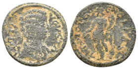 Pisidia, Antiochia. Julia Domna, Augusta 193-217 AD. AE IVLIA AVGVSTA draped bust of Julia Domna right Rev: ANTIOCH GEN COL C, Genius, kalathos on hea...