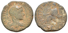 Syria, Seleucis and Pieria, Laodicea ad Mare, Elagabalus. 218-222 AD. AE Laureate head of Elagabalus, right, with drapery Rev. Tyche of the City seate...