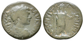 Pisidia, Antiochia. Caracalla 198-217 AD. AE Obv: IMP CAES M AVR AN. Laureate, draped and cuirassed bust right. Rev: ANTIOCH COLONIAE CA. Men standing...