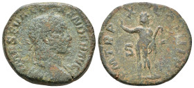 Severus Alexander. 222-235 AD. AE Sestertius. Bust of Severus Alexander, laureate, draped over left shoulder, right. Rev. Sol, radiate, head left, sta...