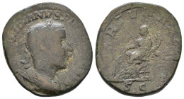 Gordian III. 238-244 AD. AE Sestertius Struck 243-244 AD. Laureate, draped, and cuirassed bust right / Fortuna seated left, holding rudder and cornuco...