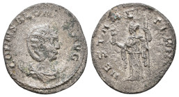 Salonina 254-268 AD. Samosata Antoninianus AR CORN SALONINA AVG, diademed and draped bust right, set on crescent / VESTA AETERNA, Vesta standing left,...