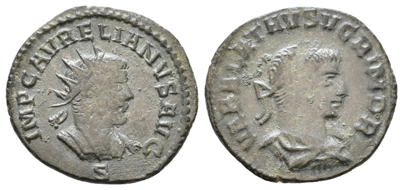 Aurelian and Vabalathus AE Antoninianus. Antioch. 271-272 AD. Radiate and cuiras...