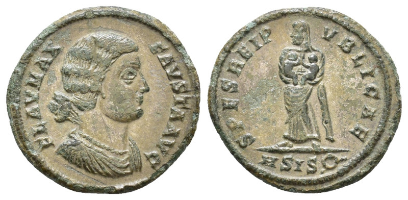 Fausta, Augusta, 324-326 AD. Follis. Siscia, Δ = 4th officina, 325 AD. FLAV MAX ...