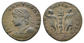 Constans. 337-350 AD. AE laureate head to right. / GLORIA EXERCITVS, two soldiers flanking a Standard. AE 1,51g.