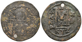 Justinian I. 527-565 AD. Follis AE 22,71g. Holed