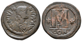Justinian I. 527-565 AD. Follis. AE 17,93g.