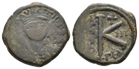 Maurice Tiberius. 582-602 AD. Half Follis. Thessalonica. AE 5,79g.