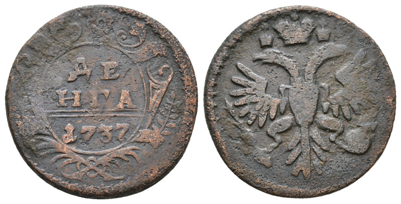 Russia. Denga 1737. AE 8,11g.