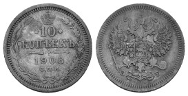 10 Kopeks 1908. AR 1,76g.