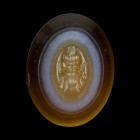 INTAILLE
Sur agate à trois strates figurant une fourmi.
8 x 11 x 5 mm.
Art romain, IIe siècle.

A Roman three-layered agate intaglio. Ant. 2nd ce...