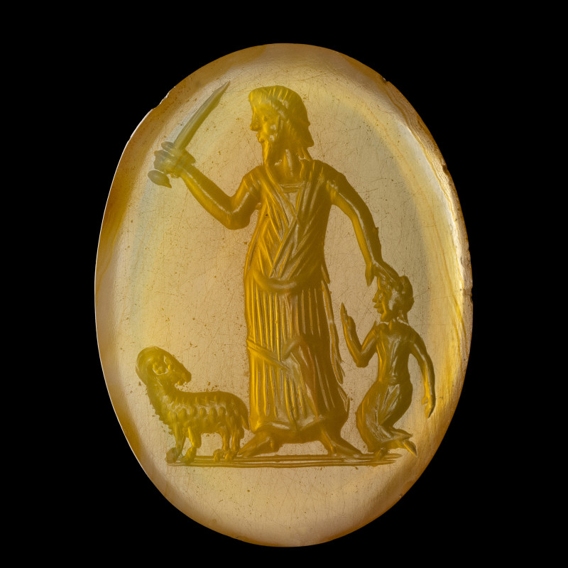 INTAILLE
Sur agate figurant le Sacrifice d'Abraham (Gen.22,1-18). La scène se c...