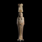 PTAH SOKAR OSIRIS 
En bois stuqué et peint. Restaurations.
H. 43 cm.
Egypte, Basse-Epoque à période ptolémaïque, 664-30 av. J.-C.

Provenance : C...