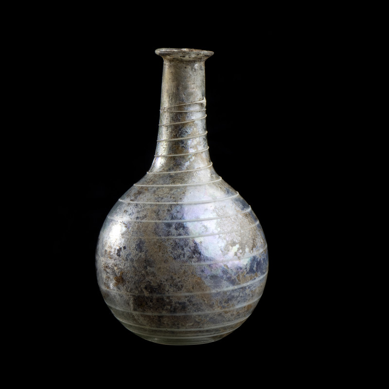 BALSAMAIRE
En verre. Panse globulaire et col tubulaire à lèvre évasée. Base dis...