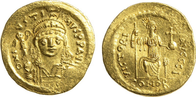 Justin II, Solidus, Constantinople, AD 565-578
 AV (g 4,48; mm .20); D N IVSTIN...