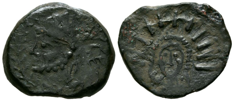 MALACA (Málaga). As. (Ae. 10,48g/26mm). 200-20 a.C. (FAB-1730). Anv: Cabeza de V...