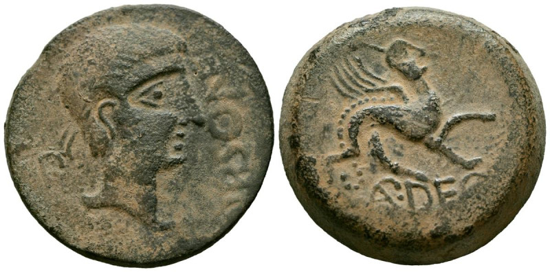 URSONE (Osuna, Sevilla). As. (Ae. 31,75g/33mm). 50 a.C. (FAB-2498). Anv: Cabeza ...