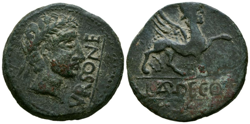 URSONE (Osuna, Sevilla). As. (Ae. 18,62g/32mm). 50 a.C. (FAB-2499). Anv: Cabeza ...