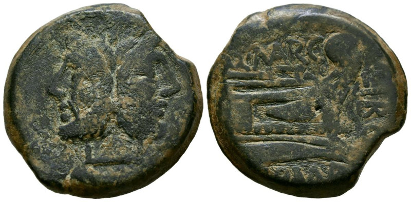 GENS MARIA. As. (Ae. 22,81g/32mm). 148 a.C. Roma. (Crawford 215/2a). Anv: Cabeza...