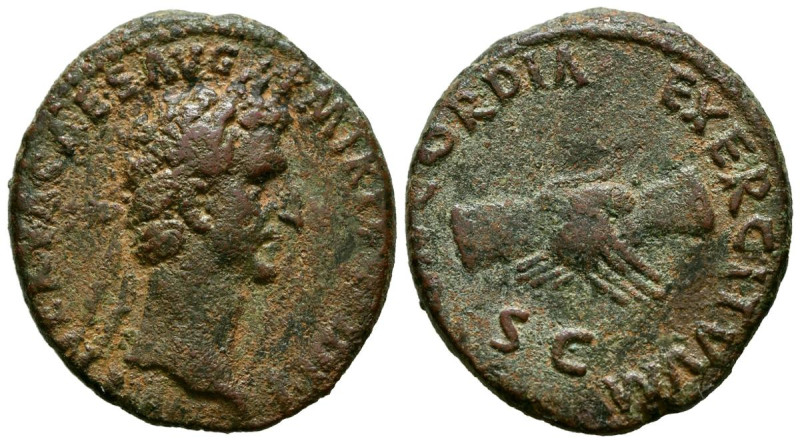 NERVA. As. (Ae. 10,38g/27mm). 97 d.C. Roma. (RIC 79). Anv: Cabeza laureada de Ne...