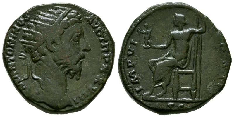 MARCO AURELIO. Dupondio. (Ae. 12,49g/24mm). 172-173 d.C. Roma. (RIC 1065). Anv: ...