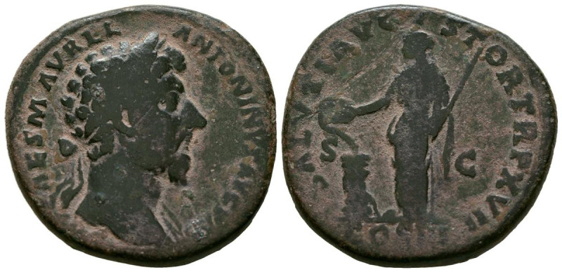 MARCO AURELIO. Sestercio. (Ae. 22,65g/31mm). 162-163 d.C. Roma. (RIC 844). Anv: ...