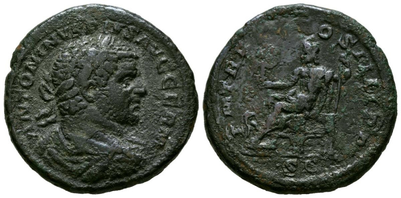 CARACALLA. As. (Ae. 10,18g/26mm). 215-216 d.C. Roma. (RIC 559a). Anv: Busto laur...