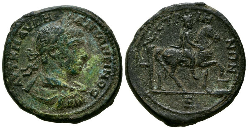 HELIOGABALO. Ae29. (Ae. 14367g/29mm). 218-222 d.C. Istros. (AMNG 510). Anv: Bust...