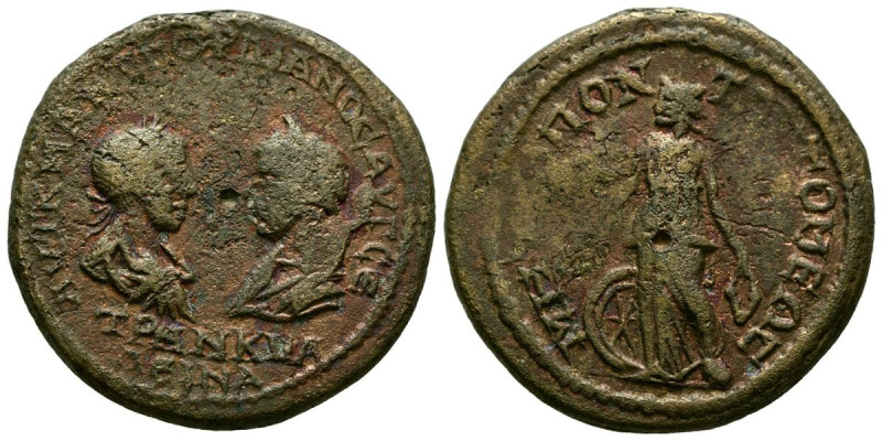 GORDIANO III y TRANQUILINA. Tetrassarion. (Ae. 13,68g/28mm). 238-244 d.C. Tomis....