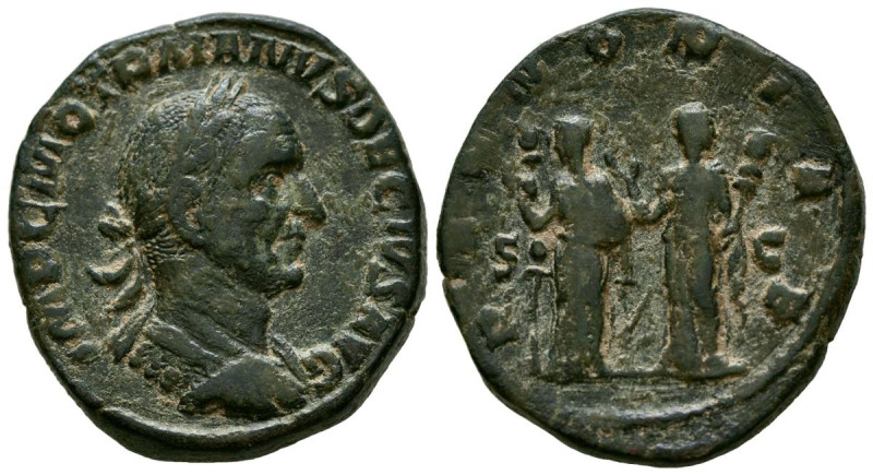 TRAJANO DECIO. Sestercio. (Ae. 18,53g/29mm). 250-251 d.C. Roma. (RIC 124a). Anv:...