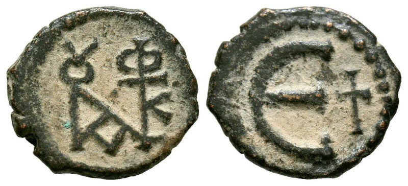 JUSTINIANO II. Pentanummium. (Ae. 1,61g/14mm). 565-578 d.C. Constantinopla. (Sea...