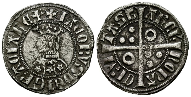 JAIME II (1291-1327). 1 Croat. (Ar. 4,00g/24mm). Barcelona. (Cru V.S. 333). Anv:...