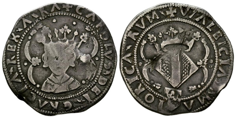 CARLOS I (1516-1556). 2 Reales. (Ar. 5,07g/28mm). S/D. Valencia. (Cal-2019-90). ...