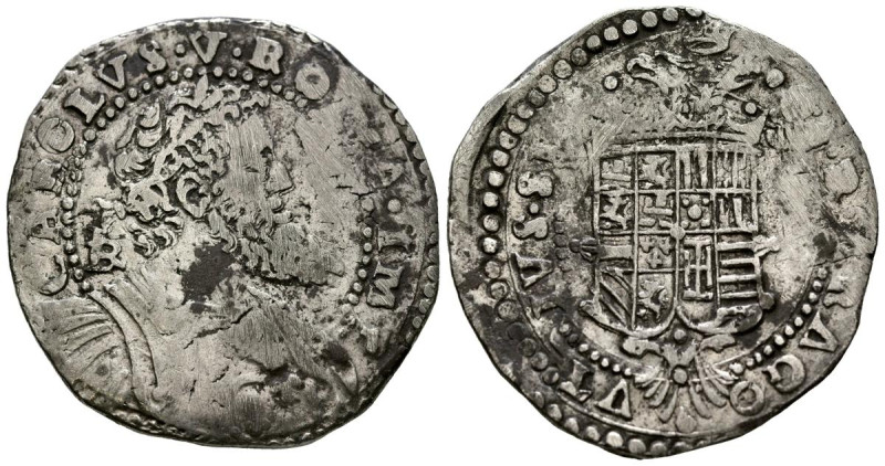 CARLOS I (1516-1556). 1/2 Ducado. (Ar. 14,75g/35mm). S/D. Nápoles IBR. (Vicenti ...