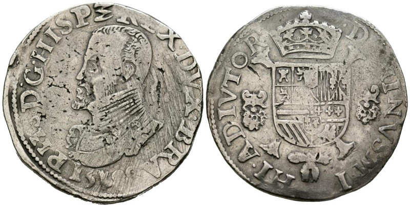 FELIPE II (1556-1598). 1 Escudo. (Ar. 33,38g/42mm). 1588. Amberes. (Vicenti 1169...