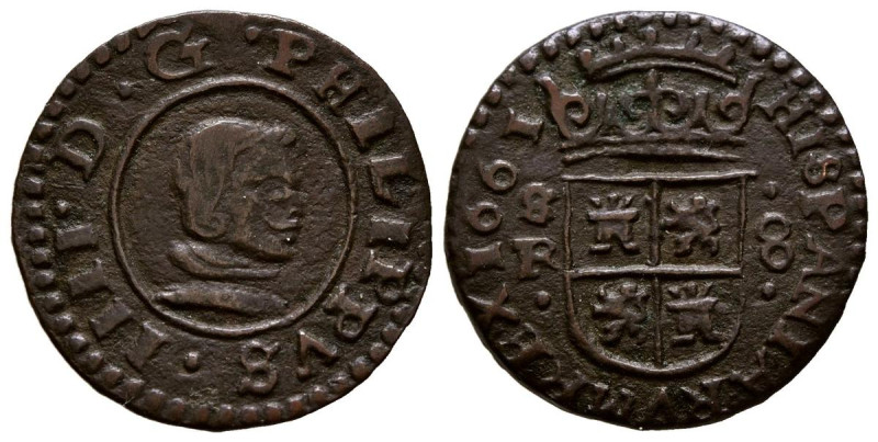 FELIPE IV (1621-1665). 8 Maravedís. (Ae. 2,22g/20mm). 1661. Sevilla R. (Ca-2019-...