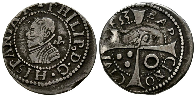 FELIPE IV (1621-1655). 1 Croat (Ar. 3,19g/21mm). 1653. Barcelona. (Cal-2019-667)...