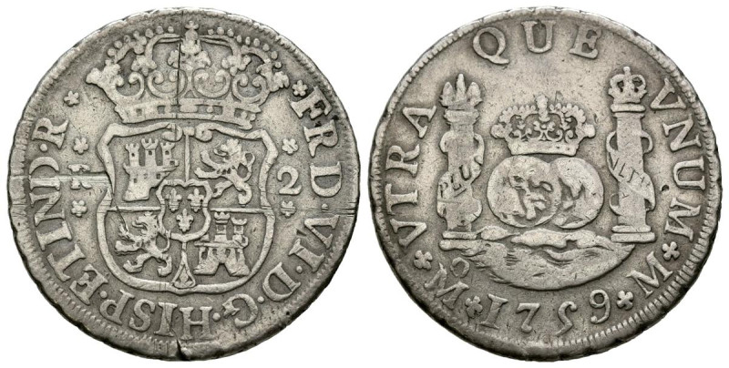 FERNANDO VI (1746-1759). 2 Reales. (Ar. 6,59g/26mm). 1759. México M. (Cal-2019-3...