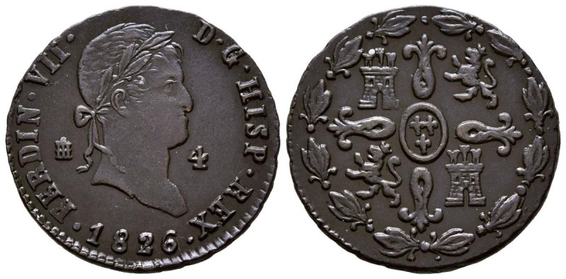 FERNANDO VII (1808-1833). 4 Maravedís. (Ae. 4,78g/25mm). 1826. Segovia. (Cal-201...